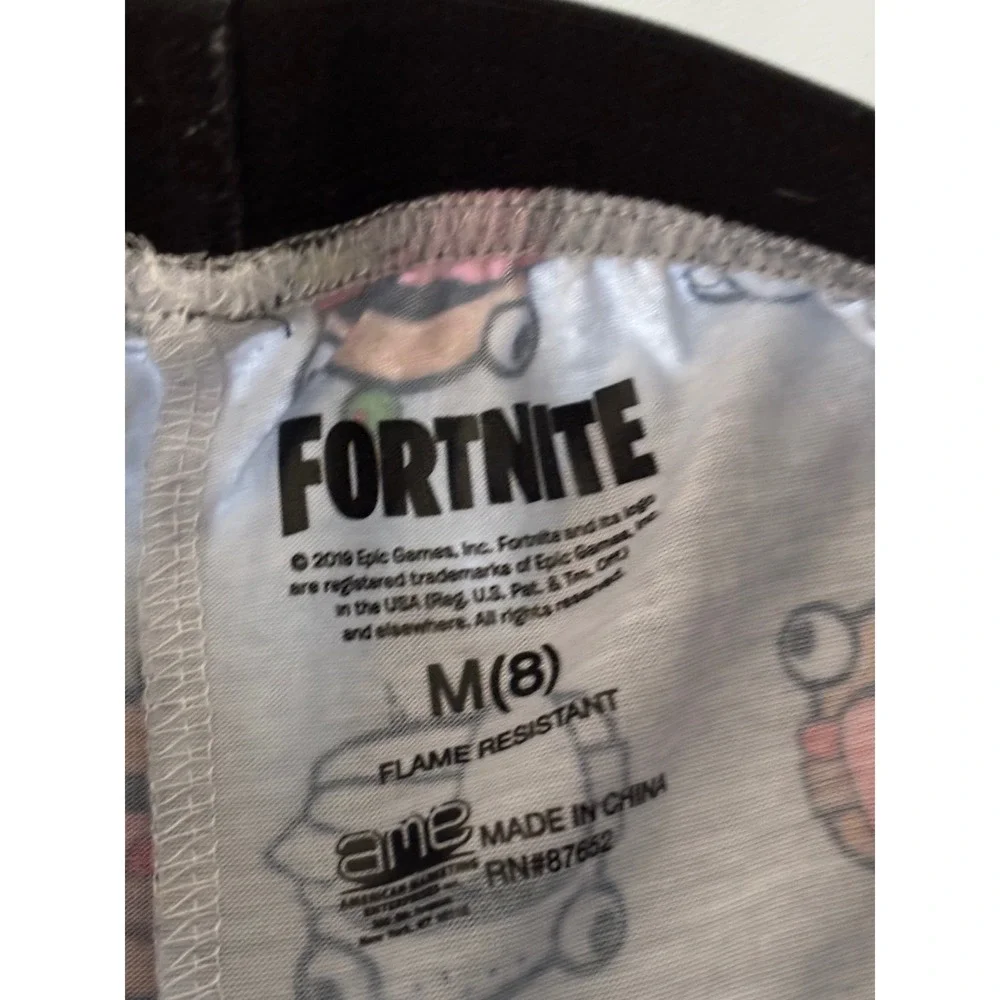 Fortnite Boys Pajama Pants Gray Durrr Burger Beef Boss Lounge Sleepwear Size M 8